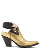 Matchesfashion.com Maison Margiela - Cut Out Leather Boots - Womens - Gold