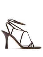 Matchesfashion.com Bottega Veneta - Stretch Square-toe Leather Sandals - Womens - Dark Brown