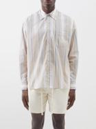 Commas - Patch-pocket Striped Cotton Shirt - Mens - Beige Multi