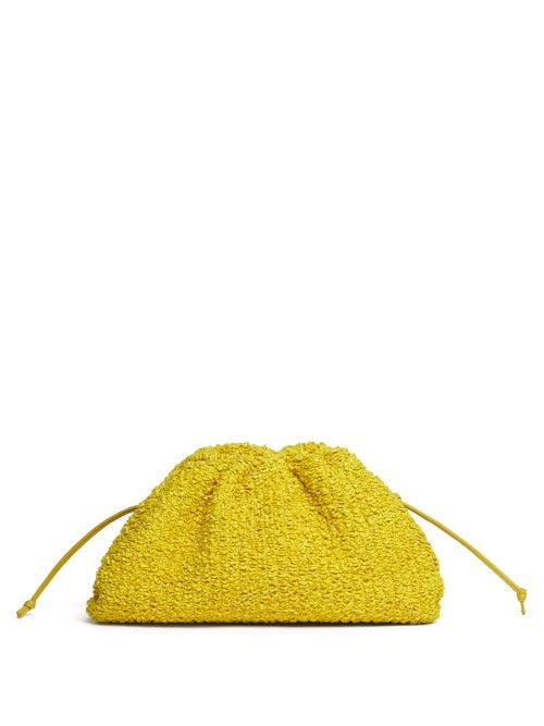 Matchesfashion.com Bottega Veneta - The Pouch Mini Boucl-raffia Clutch - Womens - Gold