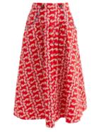Saloni - Della High-rise Printed Cotton Skirt - Womens - Red