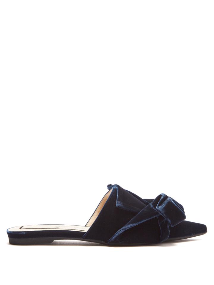 No. 21 Bow-front Velvet Slipper Shoes
