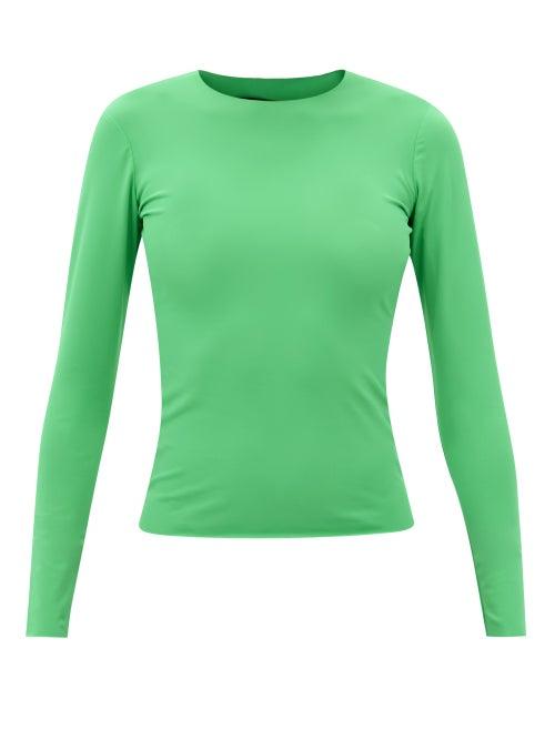 Louisa Ballou - Round-neck Long-sleeved Swim Top - Womens - Green