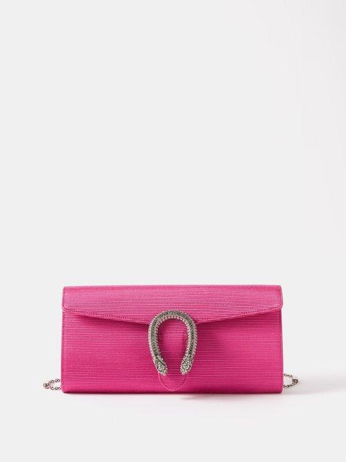 Gucci - Dionysus Grosgrain-satin Clutch Bag - Womens - Fuchsia