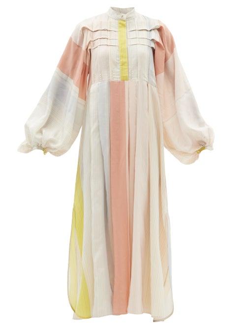 Roksanda - Tessilclub High-neck Striped Poplin Dress - Womens - White Multi