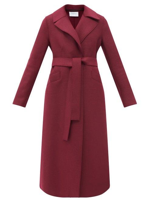 Matchesfashion.com Harris Wharf London - Tie-belt Single-breasted Wool Coat - Womens - Burgundy