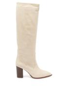 Paris Texas - Sienna Point-toe Suede Knee-high Boots - Womens - Cream