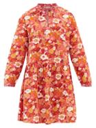 Matchesfashion.com D'ascoli - Lulu Floral-print Cotton Dress - Womens - Pink Print