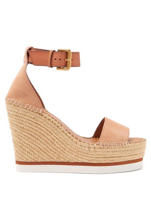 Matchesfashion.com See By Chlo - Suede Espadrille Wedge Sandals - Womens - Nude