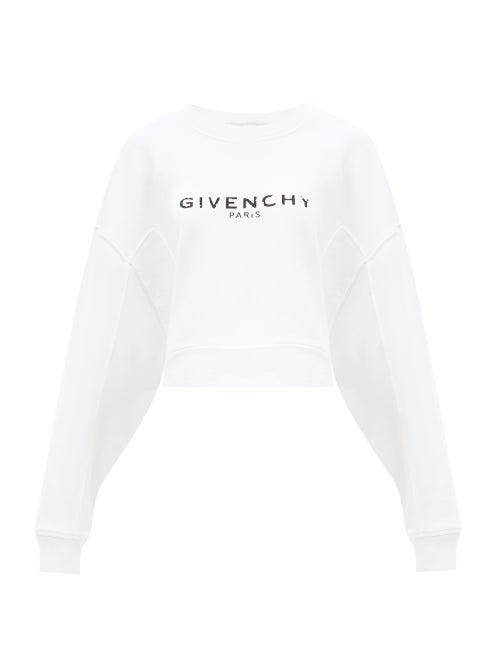 Matchesfashion.com Givenchy - Oversized Distressed-logo Cotton-jersey Sweatshirt - Womens - White