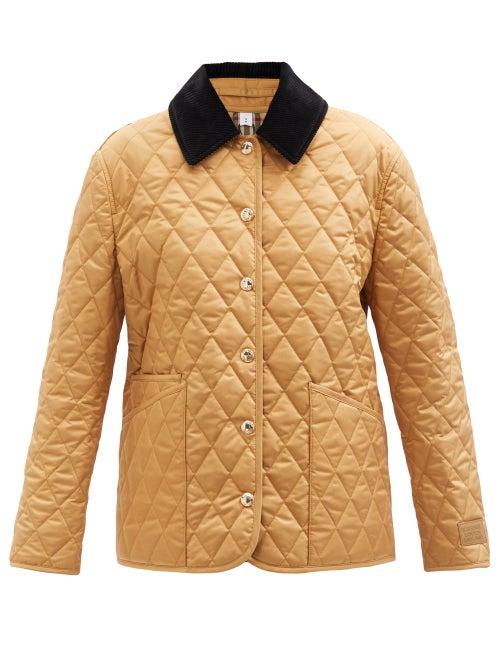 Ladies Rtw Burberry - Dranefeld Corduroy-collar Quilted Jacket - Womens - Camel