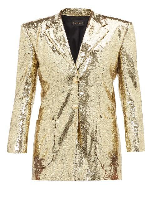 Matchesfashion.com Dundas - Sequinned Single Breasted Blazer - Womens - Gold