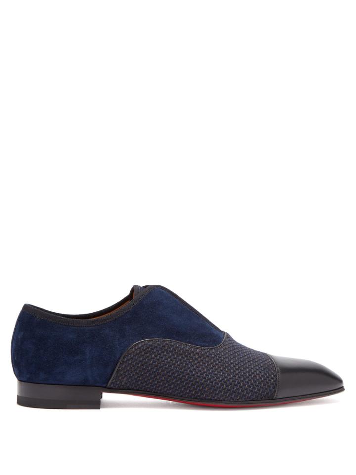 Christian Louboutin Alpha Male Suede And Leather Derby Shoes