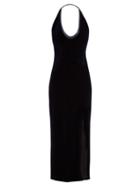 Matchesfashion.com Galvan - Ellipse Scoop Neck Velvet Dress - Womens - Navy