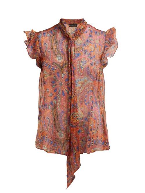 Matchesfashion.com Etro - Penrose Paisley Print Silk Blouse - Womens - Pink Multi