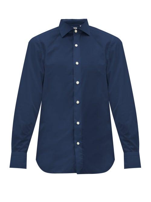 Matchesfashion.com Finamore 1925 - Seattle Slim Fit Cotton Shirt - Mens - Navy