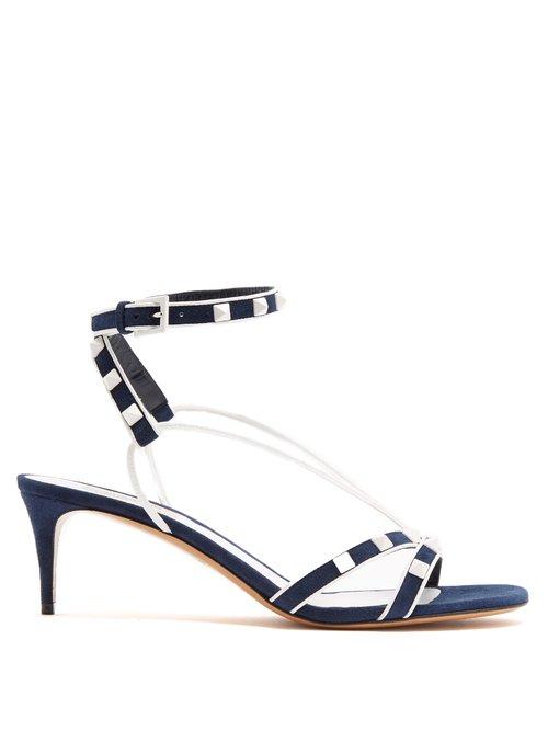 Matchesfashion.com Valentino - Free Rockstud Suede Sandals - Womens - Navy White