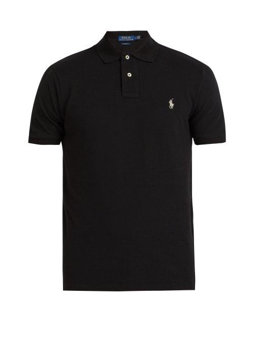 Matchesfashion.com Polo Ralph Lauren - Logo Embroidered Cotton Piqu Polo Shirt - Mens - Black