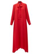 Matchesfashion.com Odyssee - Dr Hoyt Pussy-bow Crepe Dress - Womens - Red