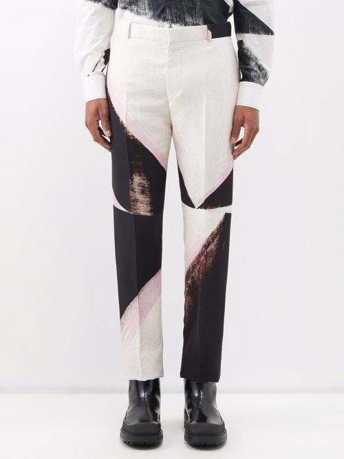 Alexander Mcqueen - Double Diamond Straight-leg Suit Trousers - Mens - Black Multi