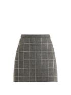 Matchesfashion.com Miu Miu - Crystal Embellished Wool Blend Skirt - Womens - Grey