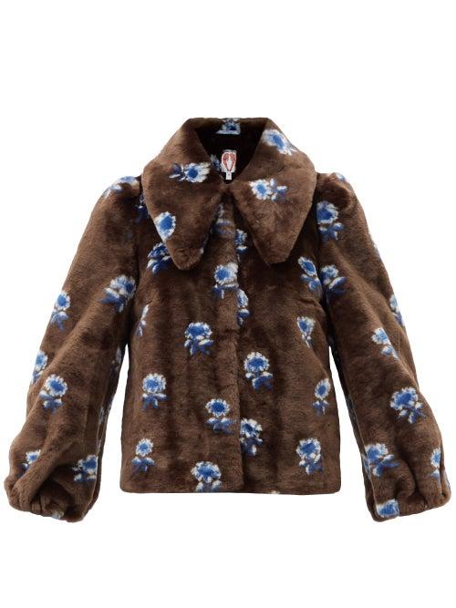 Shrimps - Casper Floral Faux-fur Jacket - Womens - Brown Multi