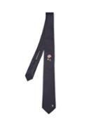 Matchesfashion.com Alexander Mcqueen - Rose Embroidered Skull Tie - Mens - Navy