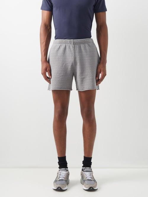 John Elliott - Raw-edge Jacquard Cotton-blend Terry Shorts - Mens - Grey