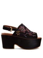 See By Chloé Floral-embroidered Suede Platform Sandals
