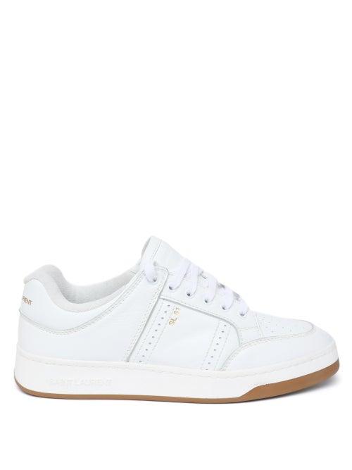 Saint Laurent - Logo-print Leather Trainers - Mens - White
