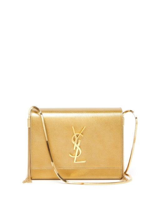 Matchesfashion.com Saint Laurent - Kate Small Metallic-leather Shoulder Bag - Womens - Gold