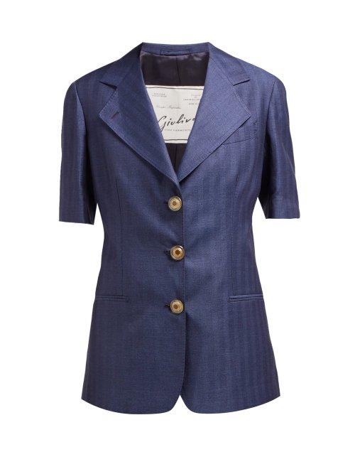 Matchesfashion.com Giuliva Heritage Collection - The Ginestra Cashmere And Linen Blend Blazer - Womens - Navy