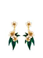Matchesfashion.com Oscar De La Renta - Delicate Flower Clip On Earrings - Womens - White