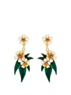 Matchesfashion.com Oscar De La Renta - Delicate Flower Clip On Earrings - Womens - White
