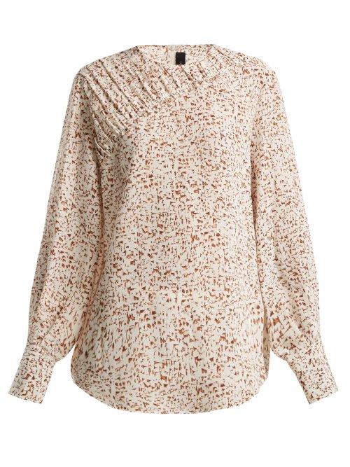 Matchesfashion.com Joseph - Sinclair Mineral Print Silk Crepe Blouse - Womens - Cream Print