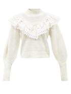 Sea - Santos Ruffled-collar Wool-blend Sweater - Womens - White
