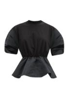 Ladies Rtw Alexander Mcqueen - Exploded Cotton-jersey And Taffeta Top - Womens - Black