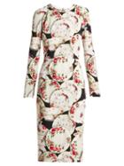 Matchesfashion.com Dolce & Gabbana - Plate Print Stretch Crepe Midi Dress - Womens - Black Print