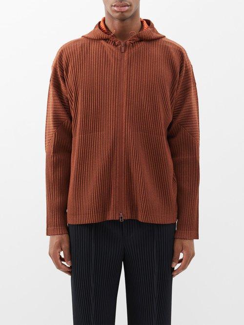 Homme Pliss Issey Miyake - Heather Technical-pleated Hoodie - Mens - Orange