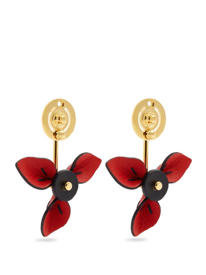 Marni Leather Flower Drop Earrings