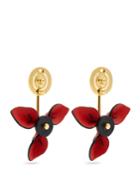 Marni Leather Flower Drop Earrings
