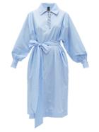 Matchesfashion.com Romance Was Born - Queen's Consort Striped-cotton Shirt Dress - Womens - Blue White