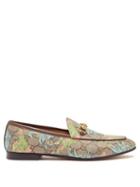 Gucci - Jordaan Tiger-print Canvas Loafers - Womens - White Multi