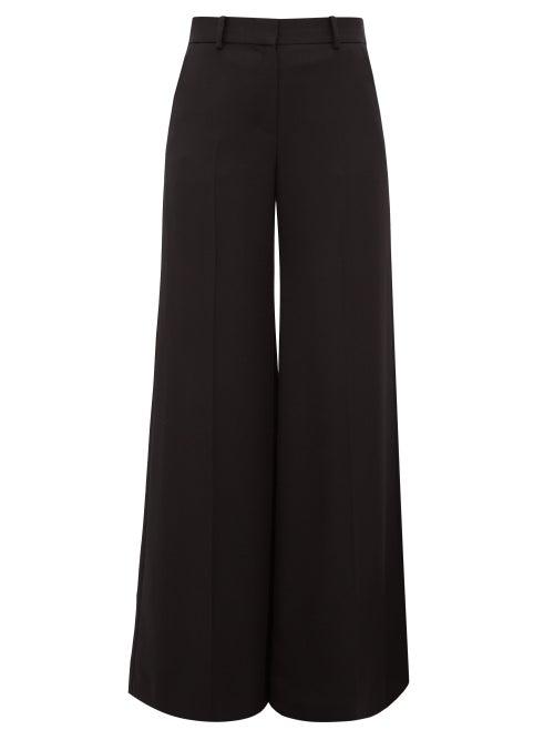 Matchesfashion.com Bella Freud - Bianca Wide Leg Wool Twill Trousers - Womens - Black