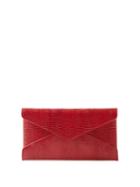 Saint Laurent - Lizard-effect Leather Clutch - Womens - Red