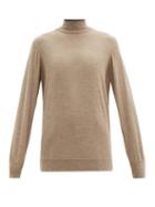Matchesfashion.com Connolly - Longline Stand-neck Wool Sweater - Womens - Camel