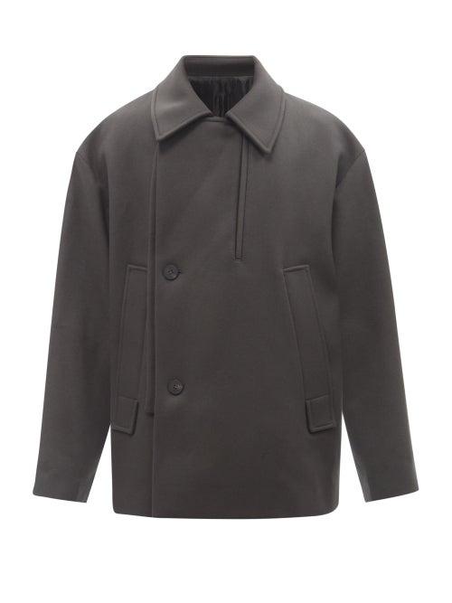 Wooyoungmi - Oversized Double-breasted Wool-blend Jacket - Mens - Dark Grey