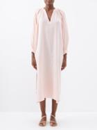 Anaak - Julia Organic Cotton-gauze Midi Dress - Womens - Pale Pink