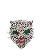 Matchesfashion.com Gucci - Angry Cat Crystal Embellished Head Brooch - Womens - Crystal