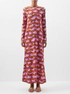 La Doublej - Liberace Ciclamino-print Maxi Dress - Womens - Pink Print